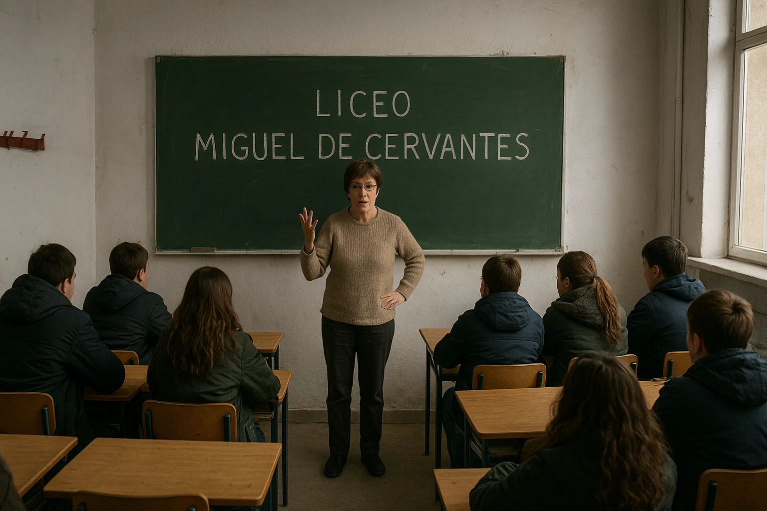 Ilustración de la noticia: El Liceo Miguel de Cervantes de Kiev enseña español bajo bombardeos y con 200 alumnos en el refugio