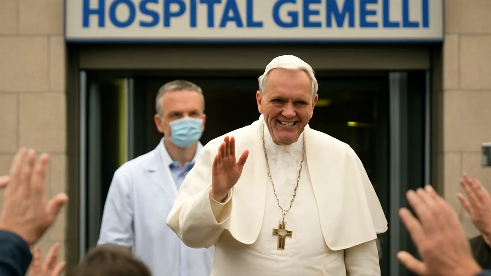 Ilustración de la noticia: El papa León XIV abandona el hospital Gemelli tras una exitosa operación pulmonar
