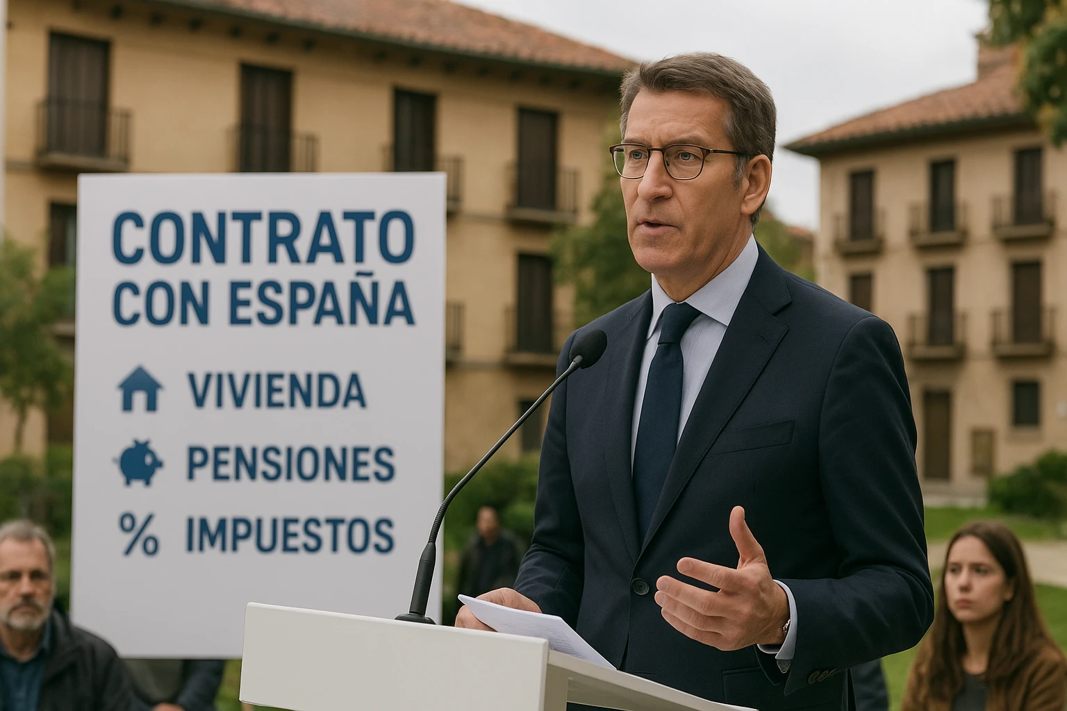 Ilustración de la noticia: Feijóo presenta su 'contrato con España' con foco en vivienda, pensiones e impuestos