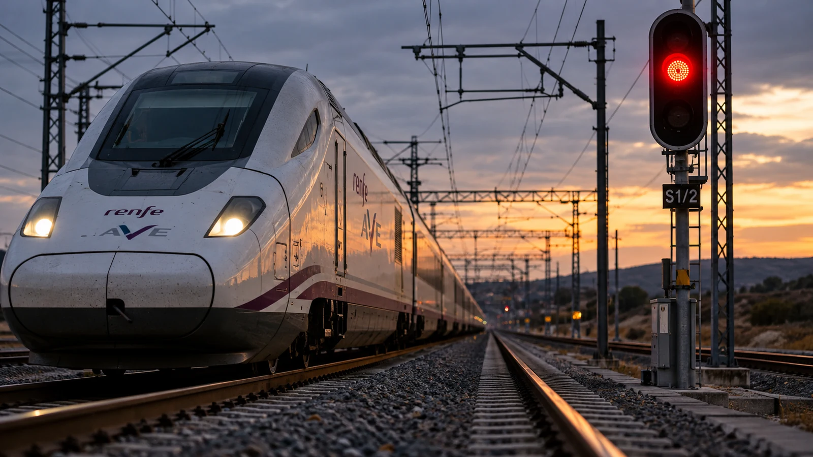 Ilustración conceptual de un tren sobre las vías ferroviarias